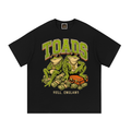 Black cotton T-shirt with colorful Toads graphic and text on front