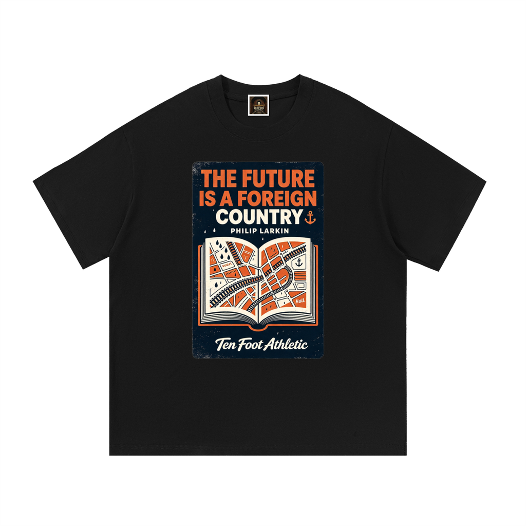 Black crew-neck cotton T-shirt with colorful front graphic print