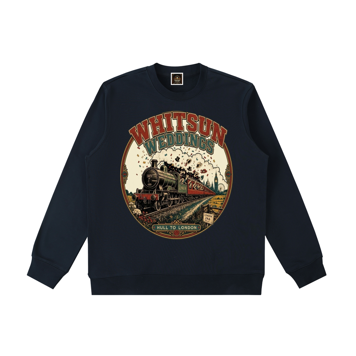 Heavyweight crewneck sweatshirt, dark navy with front graphic print