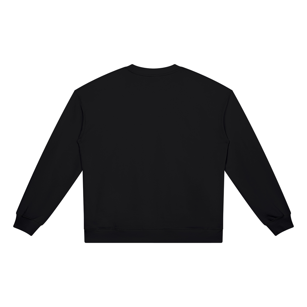 Black crewneck sweatshirt back view, plain