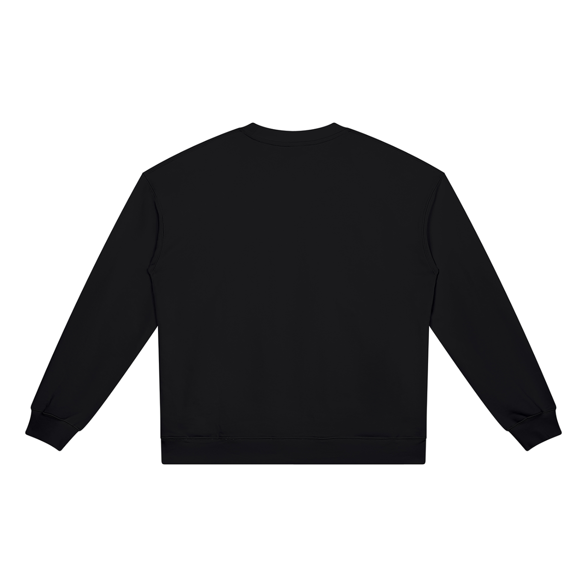 Black crewneck sweatshirt back view, plain