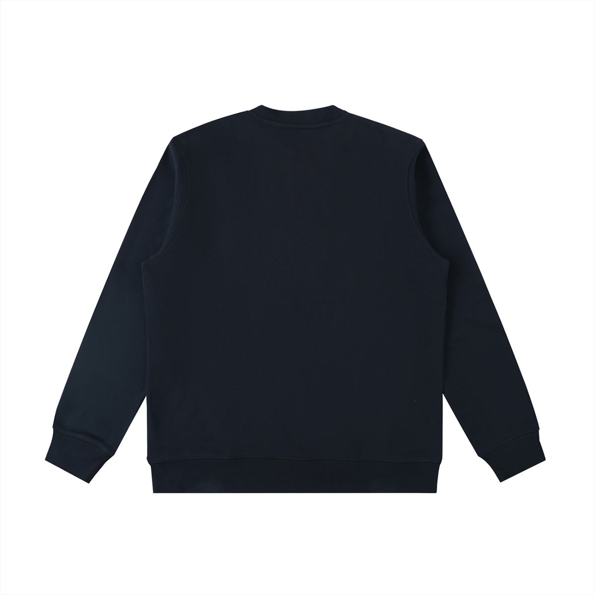Heavyweight crewneck sweatshirt, back view in dark navy